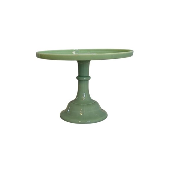 Mosser Glass Jadeite 9 in Pedestal Cake Stand Milk Glass USA decore - Picture 2 of 16